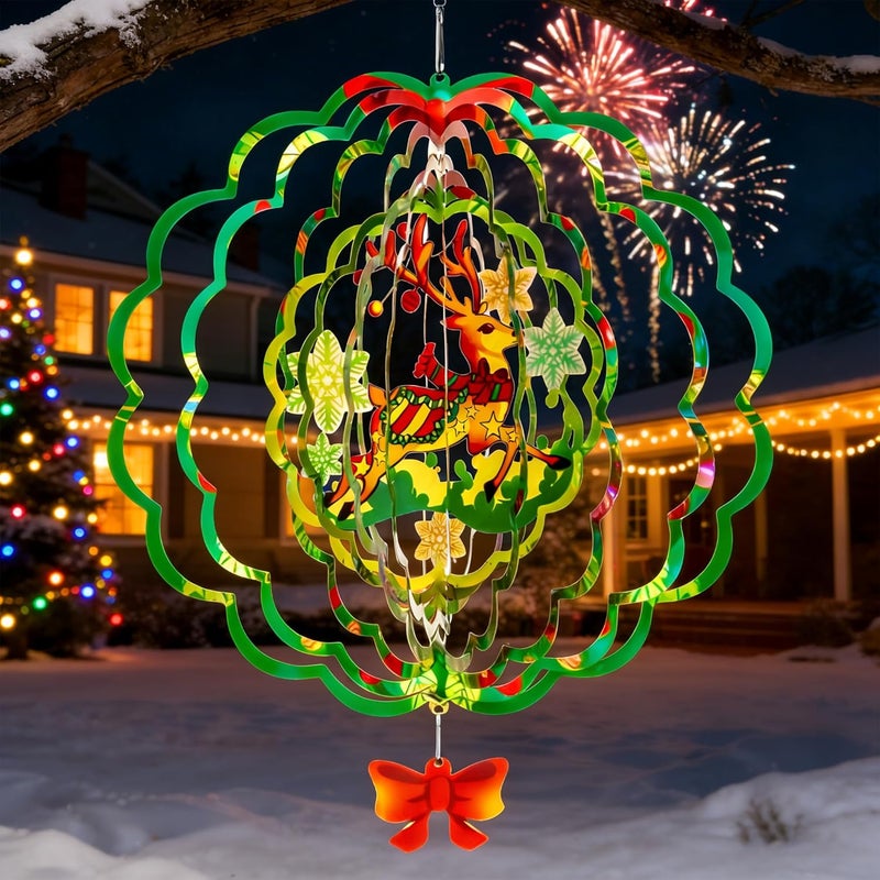 SUNCKET Stainless Steel 3D Deer Wind Spinner Garden Yard Patio Porch Decor, Birthday Gifts for Women Mom Grandma, 12 Inch Hanging Wind Spinners Outdoor & Indoor Decoration - Image 3